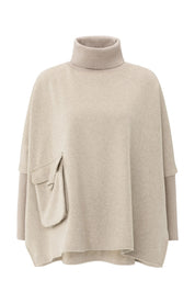 YAYA PONCHO RIBBED SAND MELANGE