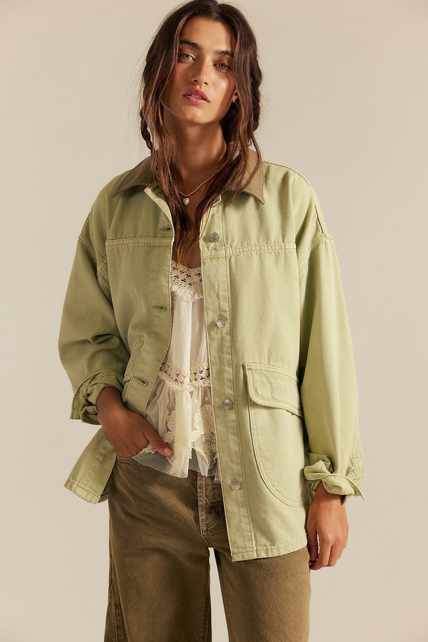 FREE PEOPLE  LEMON DENIM WASHED SAGE