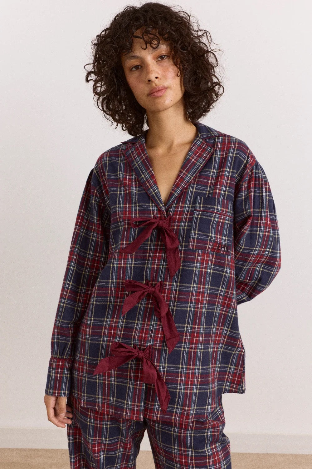 DAMSON MADDER ANOTNELLA PJ SET TAWNY CHECK