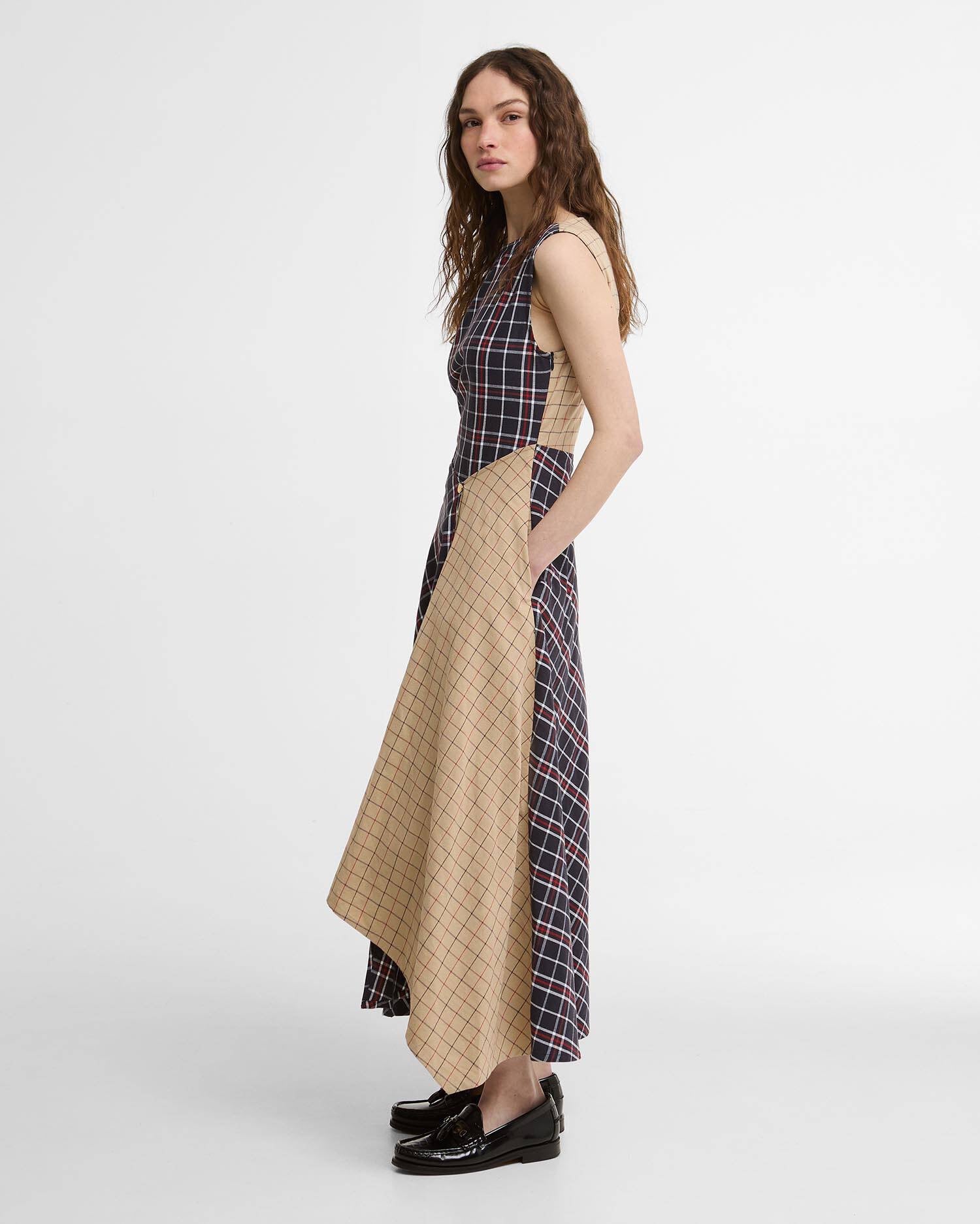 BARBOUR  DALBURY MIDI MULTI CHECK DRESS
