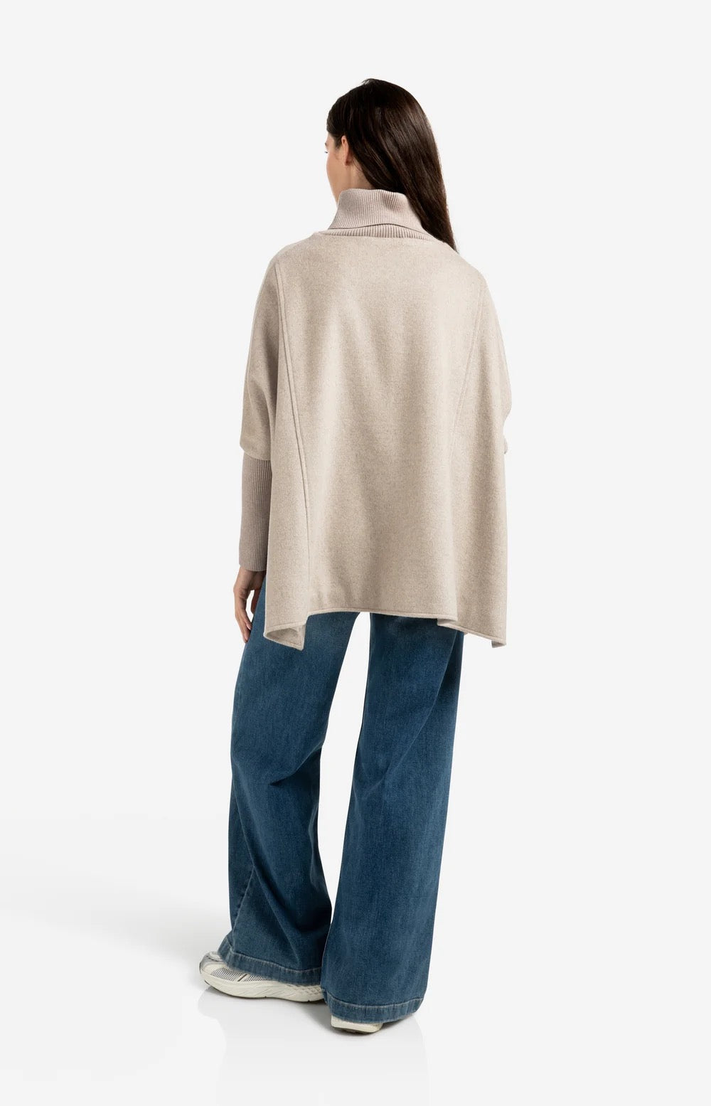 YAYA PONCHO RIBBED SAND MELANGE