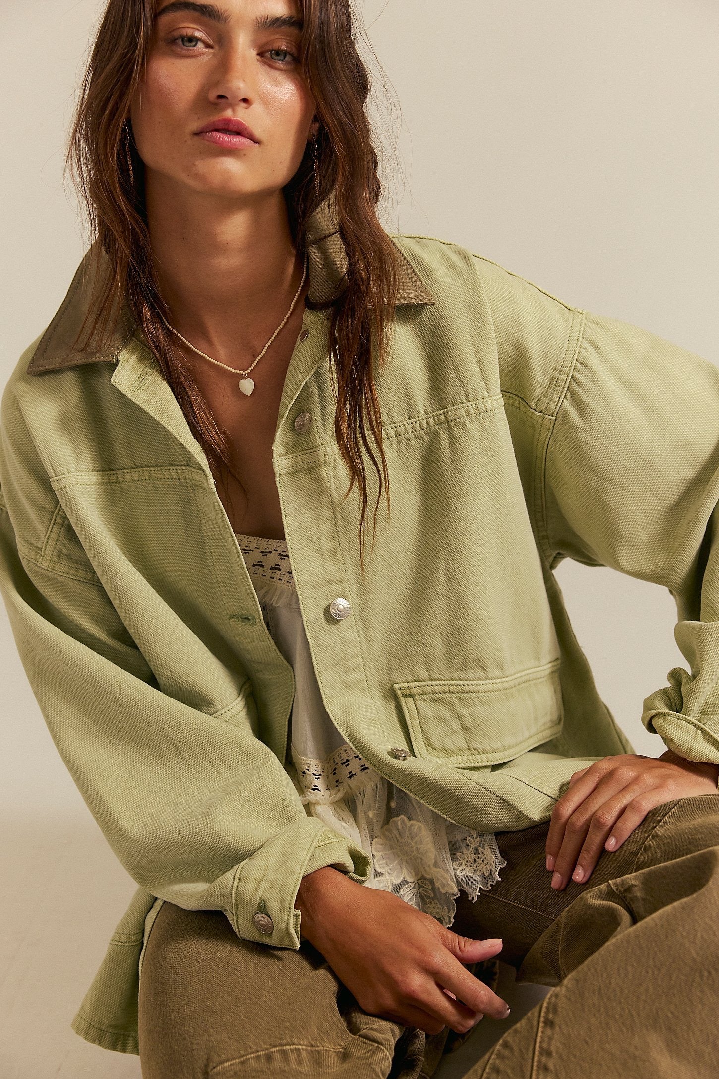 FREE PEOPLE  LEMON DENIM WASHED SAGE