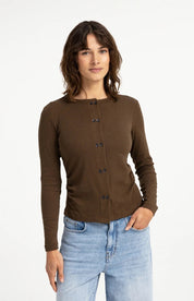 YAYA  DOUBLE ROW BUTTONS TEAK BROWN MELANGE