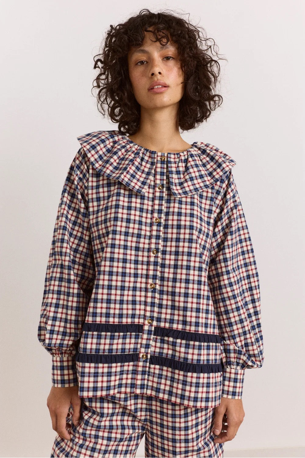 DAMSON MADDER ALETTA PJ SET CHERRY NAVY CHECK