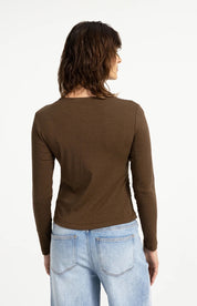 YAYA  DOUBLE ROW BUTTONS TEAK BROWN MELANGE