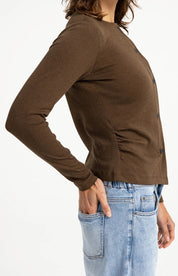 YAYA  DOUBLE ROW BUTTONS TEAK BROWN MELANGE