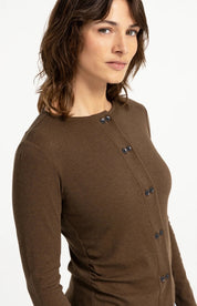 YAYA  DOUBLE ROW BUTTONS TEAK BROWN MELANGE