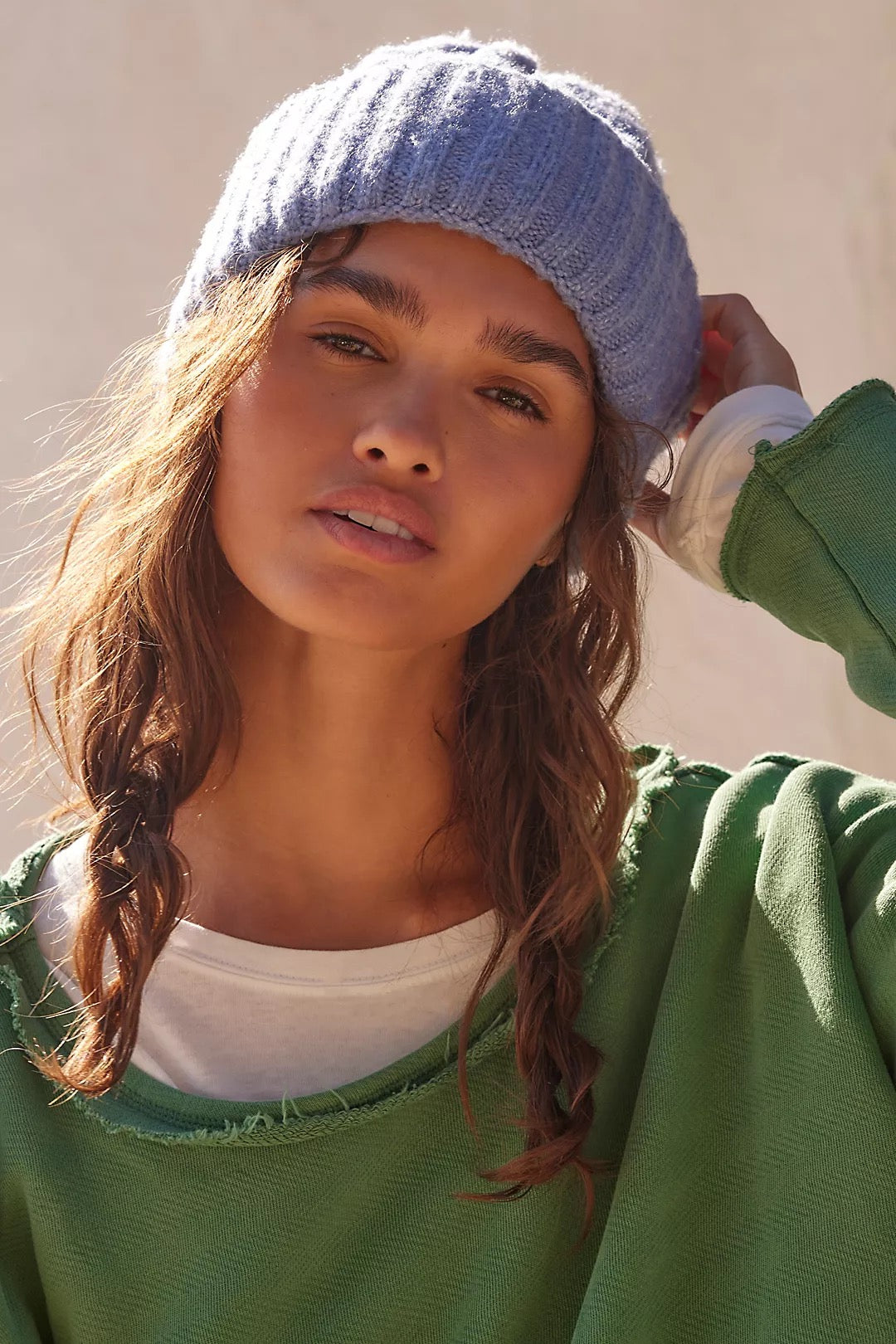 FREE PEOPLE COAST LINE BEANIE Blue