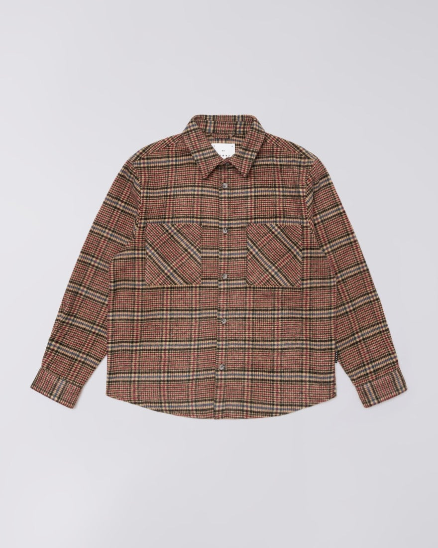 EDWIN JULIUS BURGUNDY CHECK OVERSHIRT