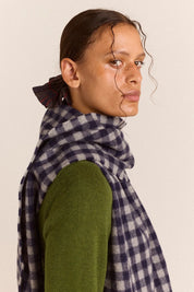 DAMSON MADDER  WOOL SCARF WILLOW GINGHAM
