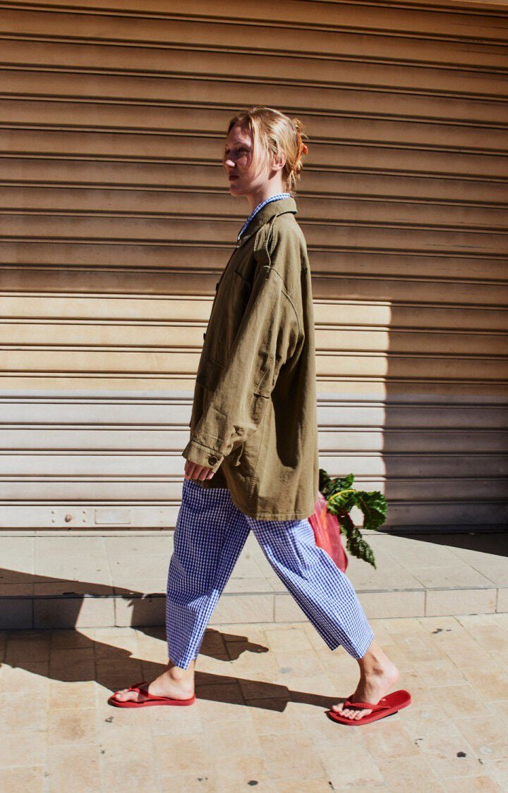 AMERICAN VINTAGE EKIROW CHECK TRS VICHY BLUE