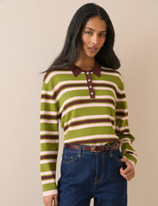 NOBODYS CHILD  FULL NEEDLE POLO MULTI STRIPE