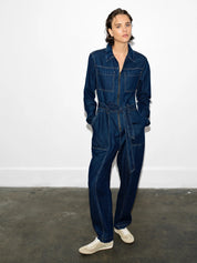FRENCH CONNECTION  ARCHIE DENIM DARK INDIGO JUMPSUIT