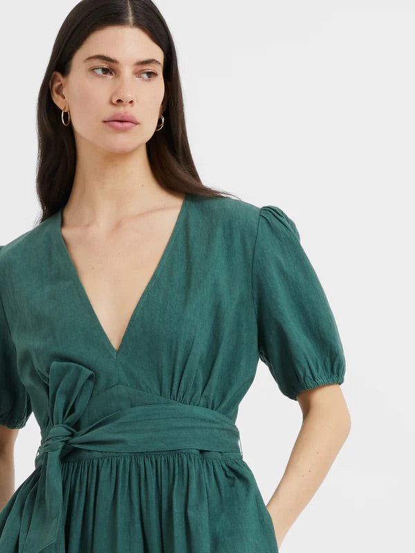 GREAT PLAINS DRESS  CRINKLE TROPICAL GREEN