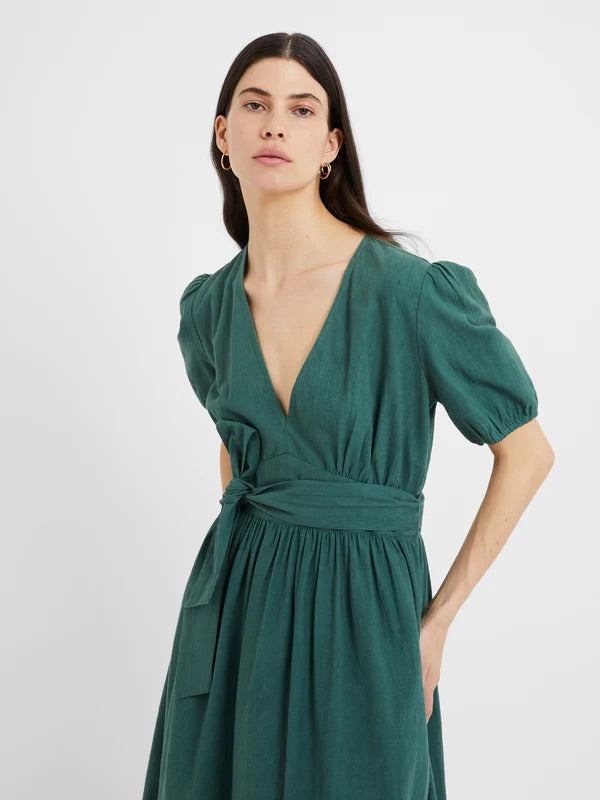 GREAT PLAINS DRESS  CRINKLE TROPICAL GREEN