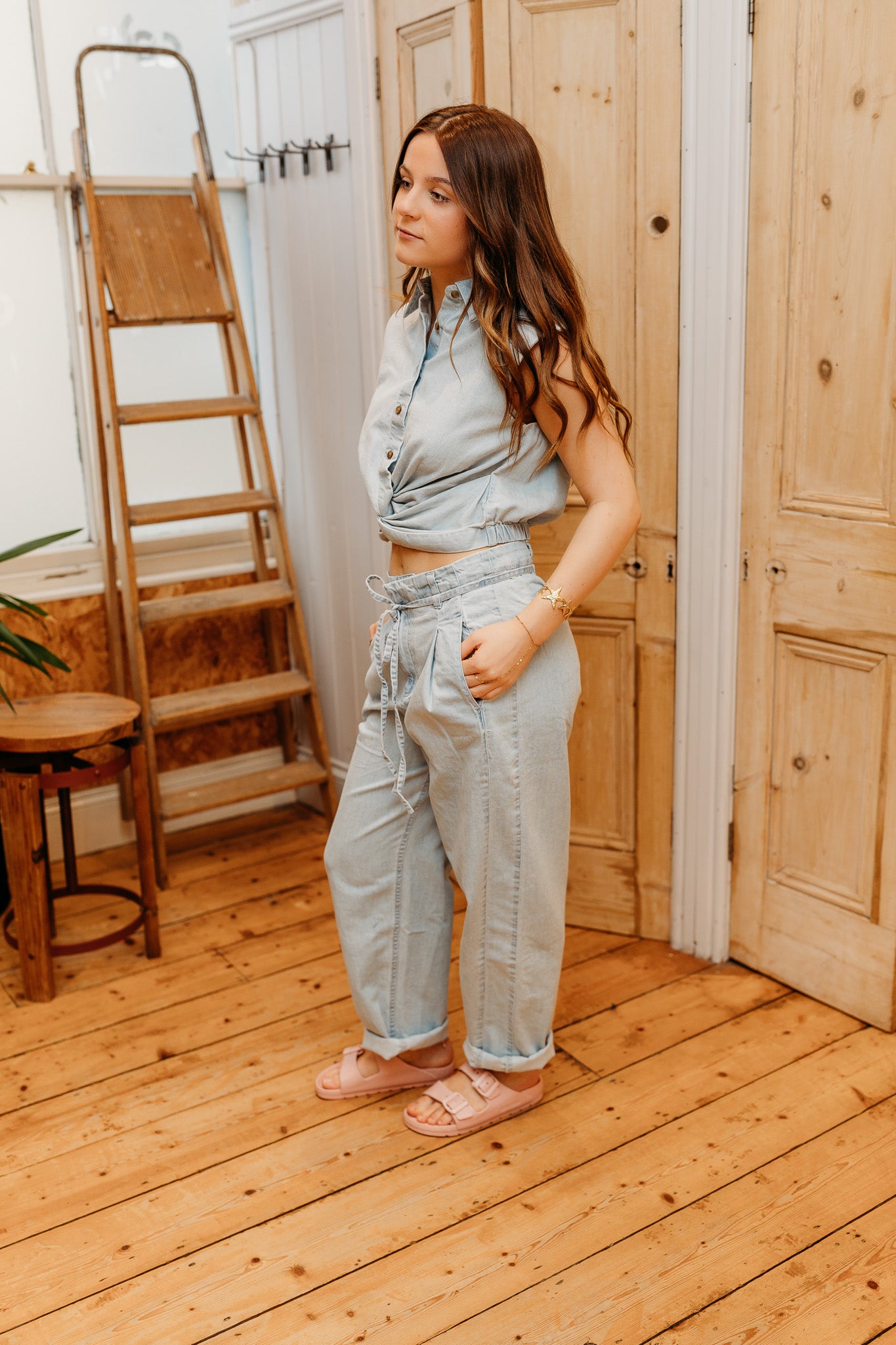FRENCH CONNECTION  CHESS DENIM BEACH BLUE