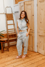 FRENCH CONNECTION  CHESS DENIM BEACH BLUE