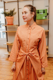 VIVERE LINA TIE FRONT ORANGE SAND DRESS