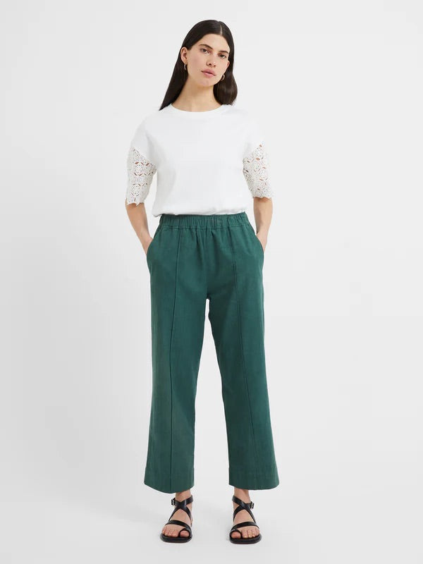 GREAT PLAINS CRINKLE COTTON PANT TROPICAL GREEN