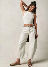 FREE PEOPLE GOOD LUCK MID RISE JEANS IVORY