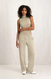 YAYA JERSEY PANT STRUCTURE WHITE PEPPER BEIGE